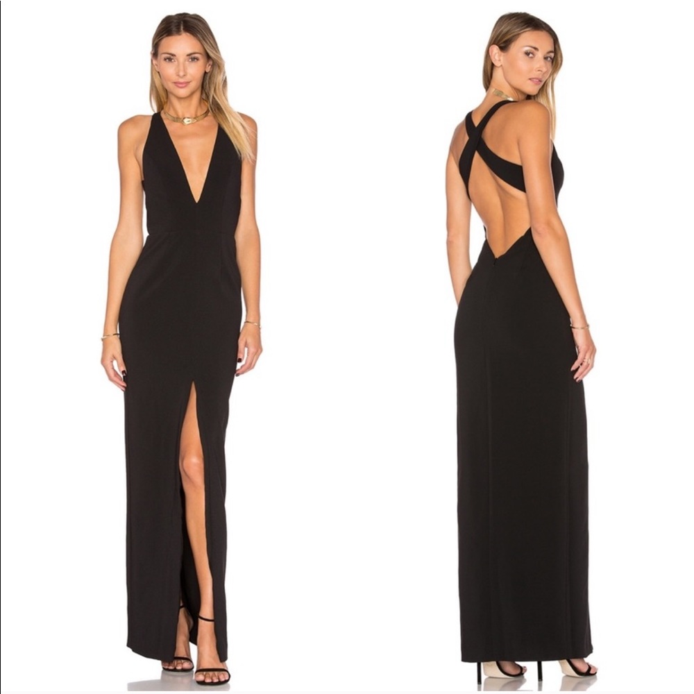 NWT Lovers Friends Aries Black Maxi Gown Dress